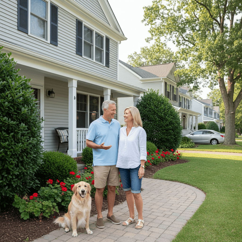 James and Lisa R. with their Goldendoodle Luna